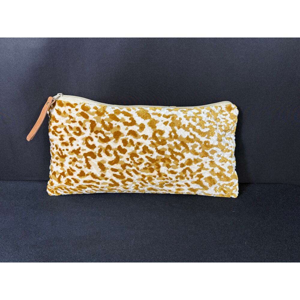 Handmade Leopard Velour Bag One of a Kind Pouch Lined, Designer Fabric